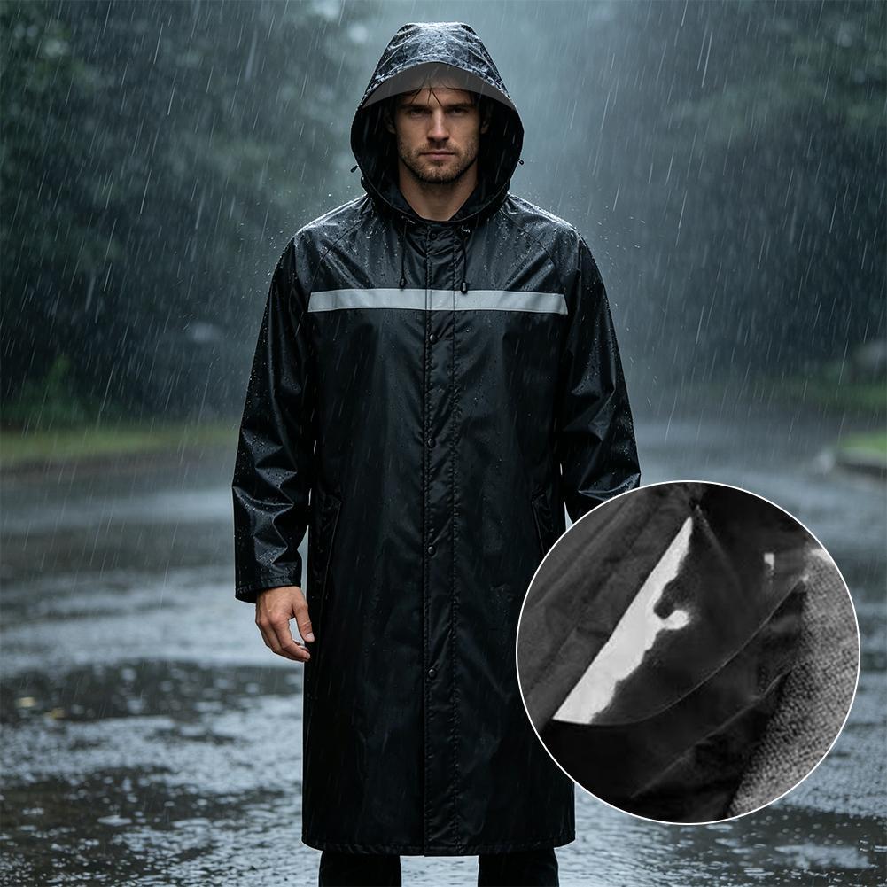Cycling Commute In Rain - Wodoodporne poncho przeciwdeszczowe z kapturem, wytrzymały