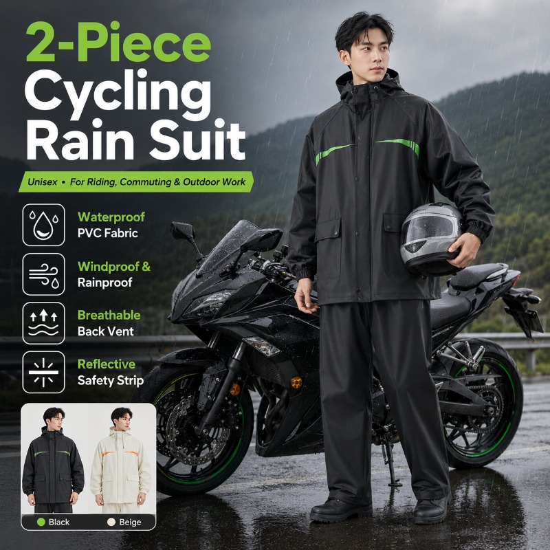 Cycling Commute In Rain - Wodoodporny kombinezon rowerowy unisex, 2-częściowy –